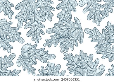 Tropical leaf line art wallpaper background vector. Natural leaves pattern design in minimalist linear.