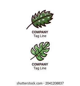 Hoja tropical, logotipo e icono Diseño de plantilla Vector, Emblema, Concepto de diseño