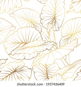 Tropical leaf luxury gold seamless pattern  Vector illustration 