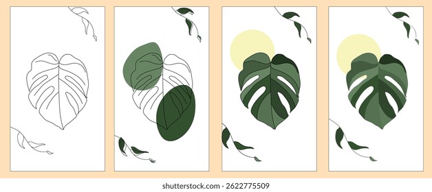 Tropical Leaf Minimalist Wall Art