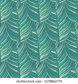 Tropical Leaf. Modern Motif. Jungle Print. Foliage Summer Seamless Pattern. Trending Greenery Vector Background. Artistic Botanical Surface. Abstract Plant Texture For Fashion. Contrast Brush Drawing.