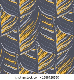 Tropical Leaf. Modern Motif. Jungle Print. Foliage Summer Seamless Pattern. Trending Greenery Vector Background. Artistic Botanical Surface. Abstract Plant Texture For Fashion. Contrast Brush Drawing.