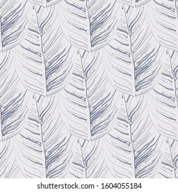 Tropical Leaf. Modern Motif. Jungle Print. Foliage Summer Seamless Pattern. Trending Greenery Vector Background. Artistic Botanical Surface. Abstract Plant Texture For Fashion. Contrast Brush Drawing.