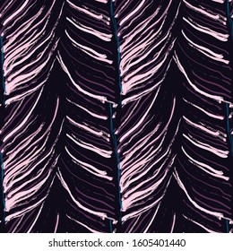 Tropical Leaf. Modern Motif. Jungle Print. Foliage Summer Seamless Pattern. Trending Greenery Vector Background. Artistic Botanical Surface. Abstract Plant Texture For Fashion. Contrast Brush Drawing.