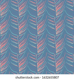Tropical Leaf. Modern Motif. Jungle Print. Foliage Summer Seamless Pattern. Trending Greenery Vector Background. Artistic Botanical Surface. Abstract Plant Texture For Fashion. Contrast Brush Drawing.