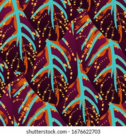 Tropical Leaf. Modern Motif. Jungle Print. Foliage Summer Seamless Pattern. Trending Greenery Vector Background. Artistic Botanical Surface. Abstract Plant Texture For Fashion. Contrast Brush Drawing.