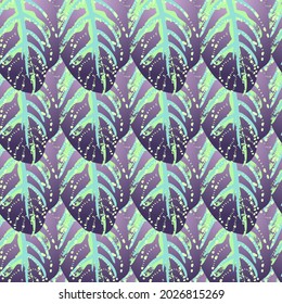 Tropical Leaf. Modern Motif. Jungle Print. Foliage Summer Seamless Pattern. Trending Greenery Vector Background. Artistic Botanical Surface. Abstract Plant Texture For Fashion. Contrast Brush Drawing.