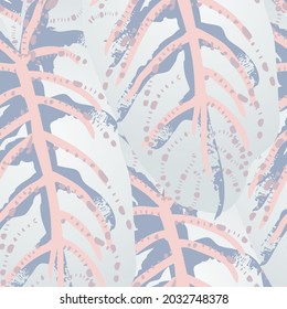 Tropical Leaf. Modern Motif. Jungle Print. Foliage Summer Seamless Pattern. Trending Greenery Vector Background. Artistic Botanical Surface. Abstract Plant Texture For Fashion. Contrast Brush Drawing.