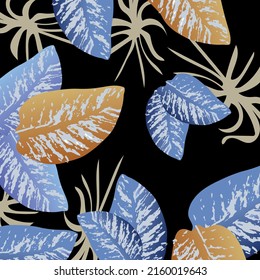 Tropical Leaf Modern Motif. Jungle Print. Foliage Summer.