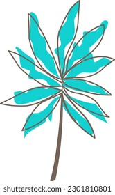 Tropical leaf, monstera, palm leaf, coconut leaf illustration for tropical forest and summer garden style.