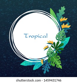 Tropical leaf in night garden vector background for decoration on summer events.