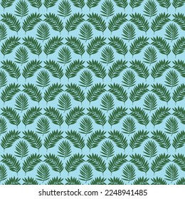 Tropical Leaf on the cyan background Seamless Pattern Design