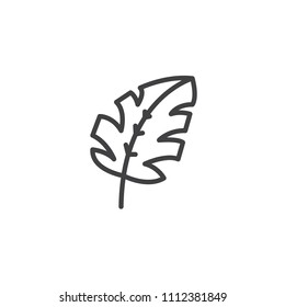 Tropical Leaf Outline Icon. Linear Style Sign For Mobile Concept And Web Design. Monstera Leaf Plant Simple Line Vector Icon. Symbol, Logo Illustration. Pixel Perfect Vector Graphics