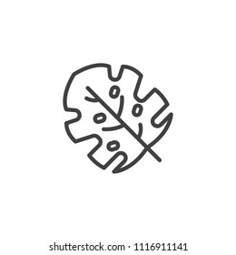 Tropical leaf outline icon. linear style sign for mobile concept and web design. Monstera leaves simple line vector icon. Symbol, logo illustration. Pixel perfect vector graphics