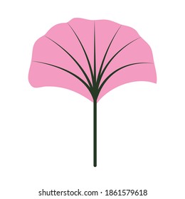 tropical leaf over white background, half line half color style, vector illustration