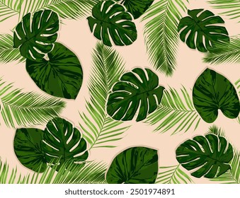 Tropical leaf pattern. Tropical desing. Leaf pattern textile design for clothing. Tropical image for wallpapers. Vector seamless floral pattern. Summer floral background.Abstract background.