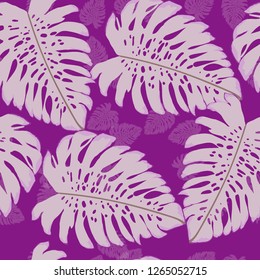 Tropical leaf pattern. Exotic seamless pattern with tropical leaves. Ethnic background with Hawaiian plants.