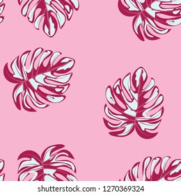 Tropical leaf pattern. Exotic seamless pattern with tropical leaves. Ethnic background with Hawaiian plants.