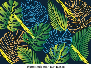 MOTIVOS DE PATRÓN DE HOJAS TROPICALES ILUSTRADO DISEÑO