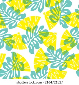 Tropical Leaf And Pineapple Slice Pattern