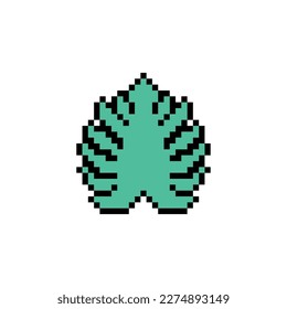 Arte de píxeles de hoja tropical aislado. Ilustración del vector