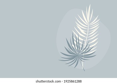 Tropical leaf plant pattern background. Blue colored illustration for design party invitation,  shop poster, summer tuorism flyer etc
