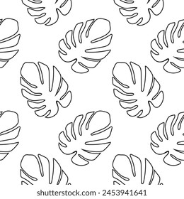 Tropical leaf plant print. Pattern, seamless floral vector on white background.  Web design, postcard, textile, vector illustration 