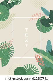 Tropical Leaf Poster Vector Illustration Flat Design