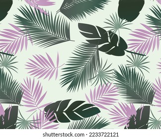 tropical leaf print, pink, mint, green