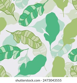 Tropical leaf repeat pattern vector illustration background