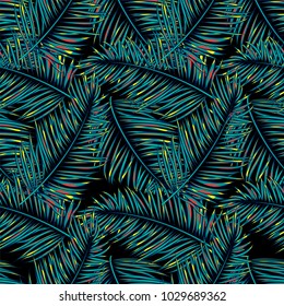 tropical leaf seamless with black background
