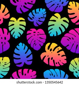 Tropical leaf seamless pattern. Abstract plants swatch for design brthday card, modern party invitation, spring or summer season shop sale, holiday advertising, bag or dress print, t shirt etc.