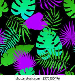 Tropical leaf seamless pattern. Abstract plants swatch for design brthday card, modern party invitation, spring or summer season shop sale, holiday advertising, bag or dress print, t shirt etc.
