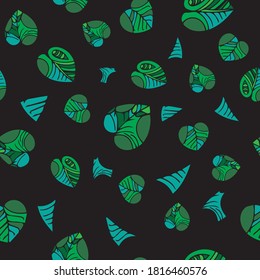 Tropical leaf seamless pattern with black background, Abstract leaf pattern design