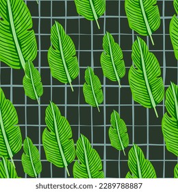 Tropical leaf seamless pattern. Exotic leaves background. Jungle plants endless wallpaper. Rainforest floral hawaiian backdrop. Design for fabric, textile print, wrapping, cover. Vector illustration