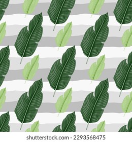 Tropical leaf seamless pattern. Exotic leaves background. Jungle plants endless wallpaper. Rainforest floral hawaiian backdrop. Design for fabric, textile print, wrapping, cover. Vector illustration