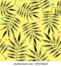 tropical leaf seamless pattern with memphis style, 80s pattern