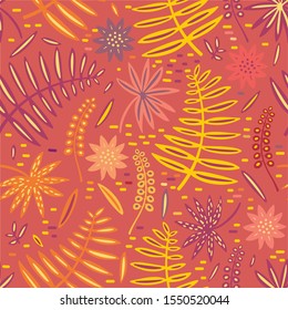 Tropical leaf seamless pattern. Palm leaves vector graphics.
