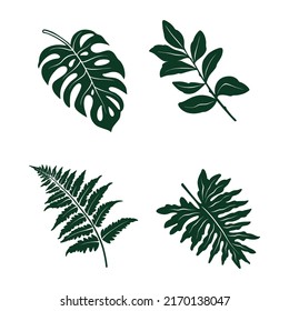 tropical leaf silhouette vector set 