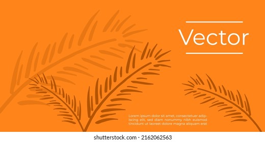 Tropical leaf sketch vector illustration. Boho style branch hand drawn thumbnail background. Botanical nature banner