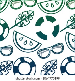tropical leaf with sunglasses and watermelon pattern