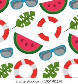 tropical leaf with sunglasses and watermelon pattern