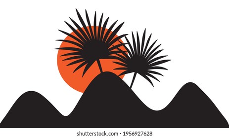 tropical leaf at sunset, isolated on white background
