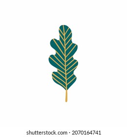 Tropical Leaf Symbol on White Background. Social Media Post. Botanical Vector Illustration.