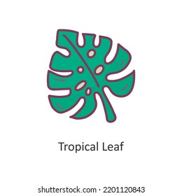 Ilustración de diseño de iconos con contorno de hoja tropical. Símbolo de vacaciones en archivo EPS 10 de fondo blanco.
