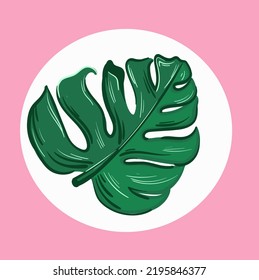 Ilustración vectorial de hoja tropical. Colorida ilustración abstracta del vector de dibujo manual. 