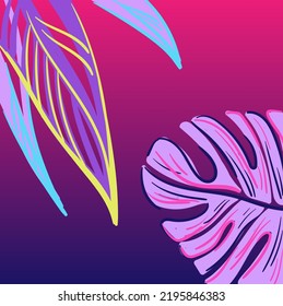 Tropical leaf vector illustration. Colourful abstract hand-drawing vector illustration. 