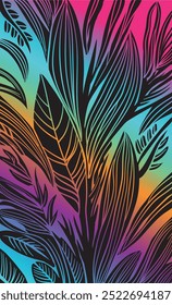 Tropical leaf vector illustration. Colourful abstract hand-drawing vector illustration.