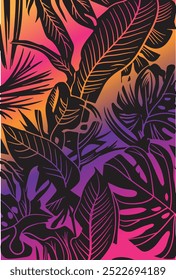 Tropical leaf vector illustration. Colourful abstract hand-drawing vector illustration.