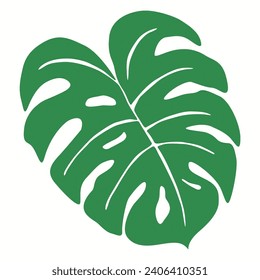 TROPICAL LEAF, VECTOR ILLUSTRATION ON THE WHITE BACKGROUND